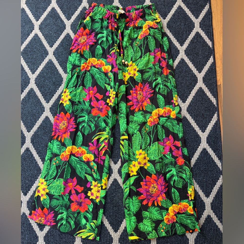Panama Jack 2-Piece Pants Set Black/Green Tropical S - Picture 5 of 7